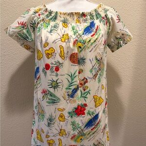 J. Crew Factory Smockneck Dress with Tropical Hawaii Print